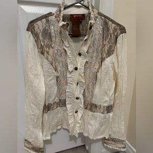 RARE Vintage Chagall Blouse New with Lace and Sequins